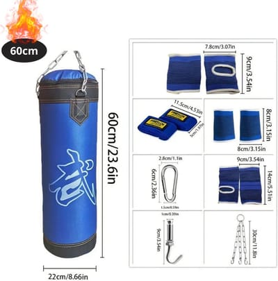 Nivard Bokszak - Bokspaal - Bokszak Ophangsysteem - Volwassenen - Kickboks Zak - Stootzak - Punching Bag - Boxzak - Sport - (Niet Gevuld) - 60cm - Blauw