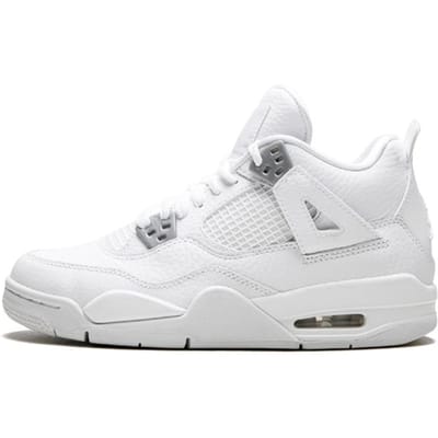 Air Jordan 4 Retro GS Pure Money 2017 Kindersneakers Wit Metallic-Zilver Puur-Platina 408452-100 36 white