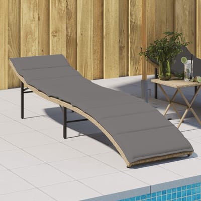 Ligstoel met kussen - Loungestoel Relaxstoel - Buiten Ontspannen - Verstelbare rugleuning - 55 x 199 x 50 cm - Beige