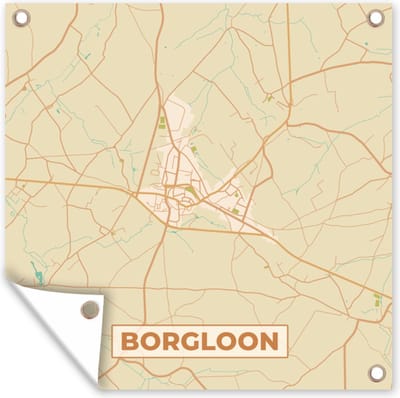 Tuin poster Kaart - België - Borgloon - Stadskaart - Plattegrond - 200x200 cm - Tuindoek