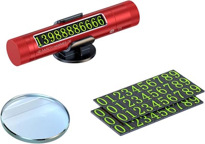 Veiligheidshamer - Gordelsnijder - Telefoonnummer Plaat-Inclusief Testglas - Zelfklevende Houder - Noodhamer - rood