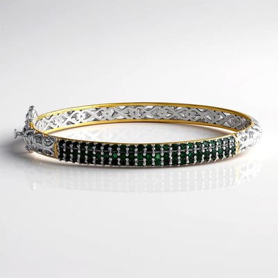 Cavill - 925 Sterling Zilver Armband met 2,173 ct Zambia Ronde Smaragden - Luxe en Elegante Zilveren Sieraad Dames