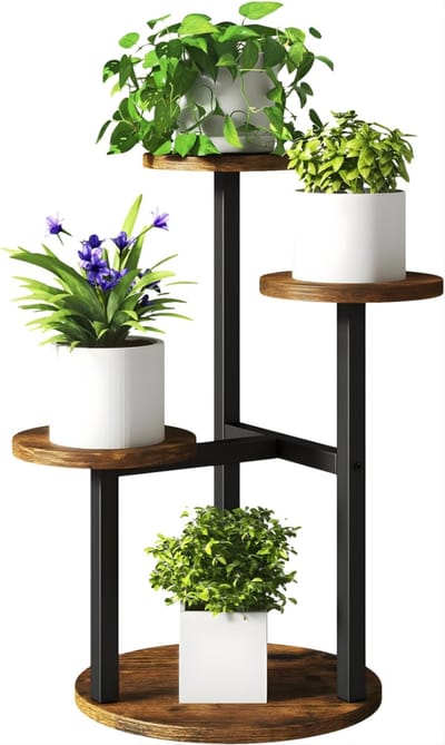 QIN® Plantenrek - Plantentafel - Plantenstandaard Binnen - Plantenrek Binnen - Bruin - 30cm x 30cm x 53cm