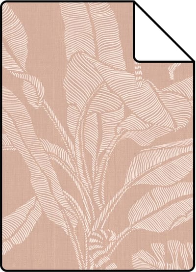 Proefstaal ESTAhome behang apen en jungle bladeren terracotta roze - 26.5 x 21 cm - 139861-S