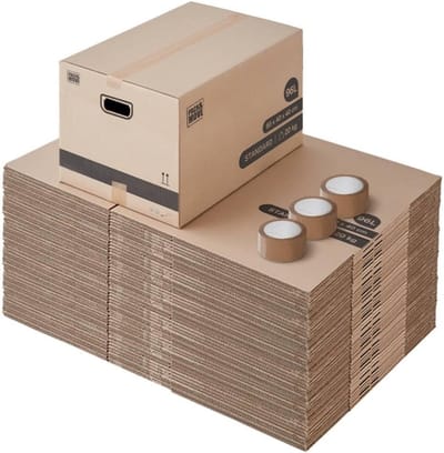 Grote Verhuisdozen - Verhuisboxen Opslag - Veilig Verhuizen - Versterkte Handgrepen - 40 x 60 x 40 - Bruin
