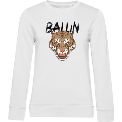Dames Sweaters met Ballin Est. 2013 Tiger Sweater Print - Wit - Maat XS