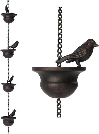 Regenketting met Vogels - Regenpijp decoratie - Tuindecoratie - Roestvrij gegalvaniseerd ijzer - 90 cm - Zwart