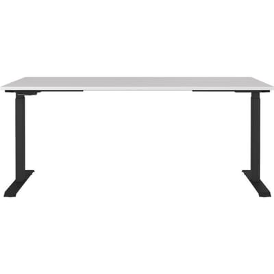 Agenda bureau, elektrisch in hoogte verstelbaar, B 1800 x D 800 x H 720-1200 mm, lichtgrijs/zwart + geheugen USB-paneel