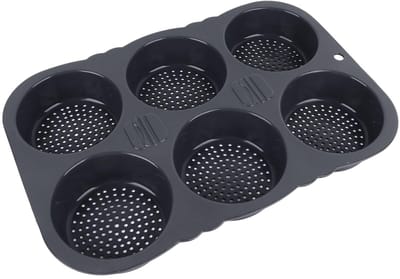 Allecto - Hamburgerbroodvorm - Herbruikbare Bakvorm - 6 Holtes - Hittebestendig - Siliconen Materiaal - Voor Broodjes - Keuken Accessoire