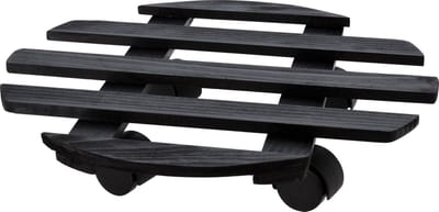 Pro Garden Plantentrolley - hout - donkergrijs - rond - D28 cm - 50 kilo