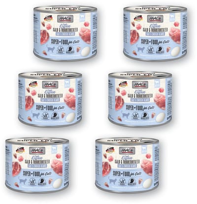 MAC's Kittenvoer Natvoer Blik 98,9% Kalf & Kippenhartjes 6 x 200g