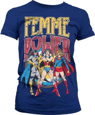 DC Comics Femme Power Girly T-shirt voor dames, marineblauw