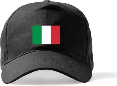 Zwarte Pet Beechfield met Wereldvlaggen, land Italie klittenbandsluiting