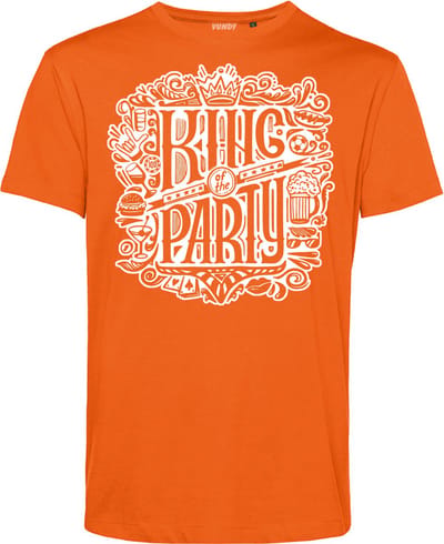 T-shirt King Of The Party | Koningsdag kleding | Oranje Shirt | Oranje | maat XS