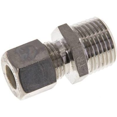 10L & R1/2'' RVS Rechte Knelfitting Buitendraad 315bar ISO 8434-1