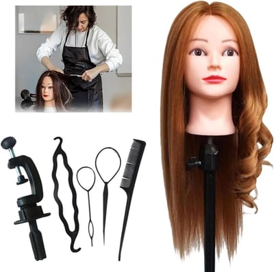 Professionele Styling Hoofd voor Recht Haar, Oefening en Training Accessoires voor Haarstyling, DIY Haar Vlechten en Kapsels Set (Goud)