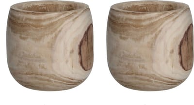 Mica Decorations Bloempot - 2x - hout - voor binnen en buiten - D24 cm - Plantenbak
