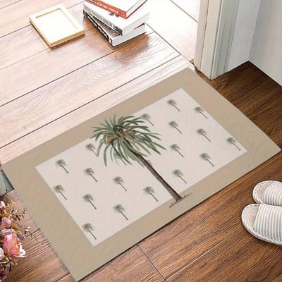 Strand Thema Palmboom Welkommat Absorberend Binnen Buiten Deurmat voor Terras Keuken Vakantie Portiek Decor 50X80CM gray