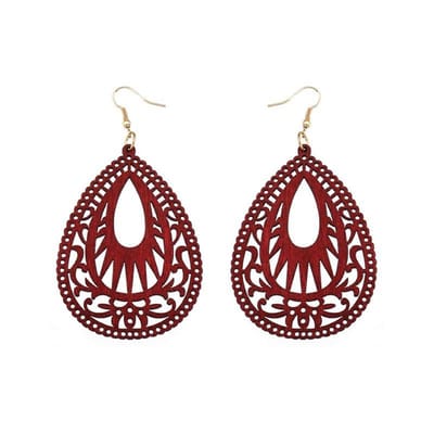 Jomide Oorhangers - Natuurlijk Rood Ethnic - Dames