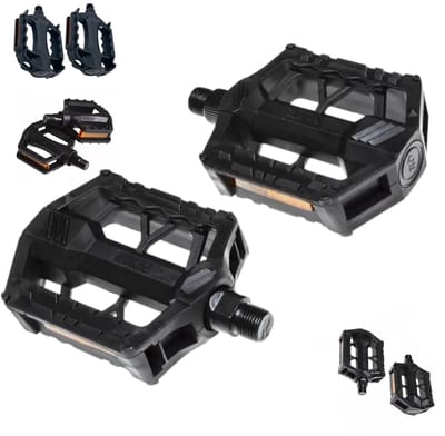 polymeer pedalen voor MTB, BMX, mountainbike, city, standaard schroefdraad 9/16 inch, kooi-design met kogellagers, robuust en licht, 110 x 80 mm, zwart