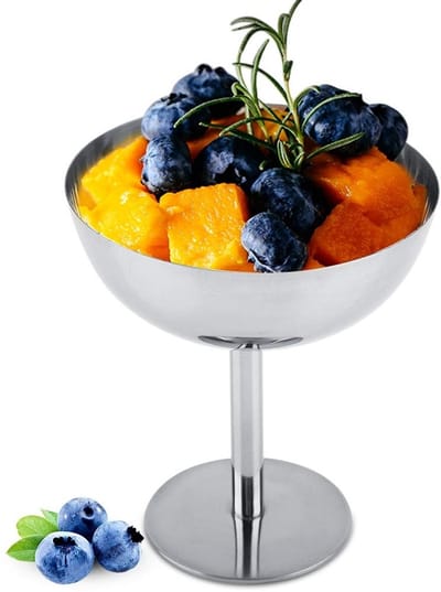 Dailygoods- IJs Kopjes Elegant Ontwerp - Roestvrij Stalen Dessert Kommen - Herbruikbare Ijs Schalen - Voor Serveren IJs/Fruit/Pudding - Geschikt Voor Binnen/Buitenactiviteiten - Dessertkom