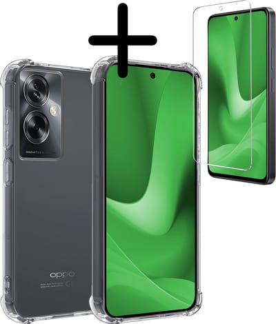 Hoesje Met Screenprotector - Geschikt voor OPPO A79 - Sterk & Shockproof - Siliconen Case - Back Cover - Telefoon Hoes - Shock Proof - Transparant