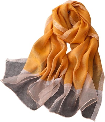 Zijden Sjaal - Chiffon Bandana - Stijvol Accessoire - Lichtgewicht Stof - Lange Lengte - Gember Geel