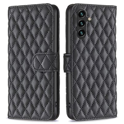 BINFEN Hoesje - Geschikt voor Samsung Galaxy A56 Hoesje - BINFEN Rhombus Book Case - Zwart