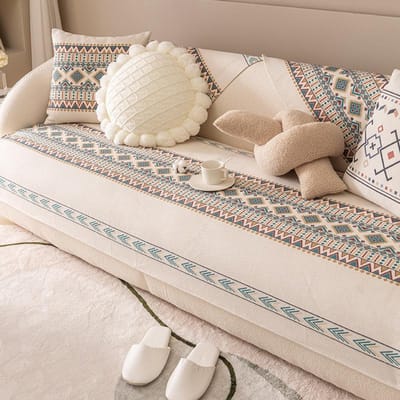 Katoen en Linnen Scandinavische Lichte Luxe Bankkussen Bank Handdoekhoes Stofhoes Leer Antislip Vierseizoenen Universeel Zitkussen Eenvoudig 65*70cm