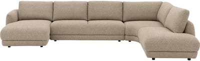 Goossens Premiere Hoekbank - Stof - Beige - 407 x 64 x 253 cm - Links