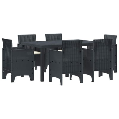 vidaXL - Tuin - Eettafel - Set - 7 - st - Antraciet - Polt - riet