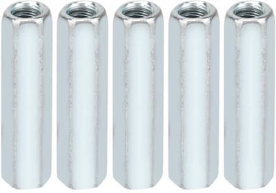 Dailygoods- Staafmoer M6 x 40 - Zeskantige Hulsmoer - Verzinkt Koolstofstaal - 5 Stuks - Industriële Bevestiging - Effectief en Praktisch - Moeren