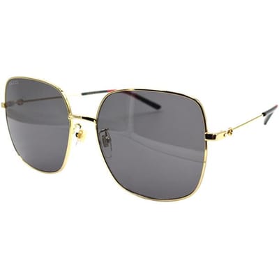 Gucci Lunettes de Soleil Carrées Design Minimaliste Lunettes de Soleil Femme Doré GG1195SK-003 Dust Bag+Eyeglass Case (Random Color)