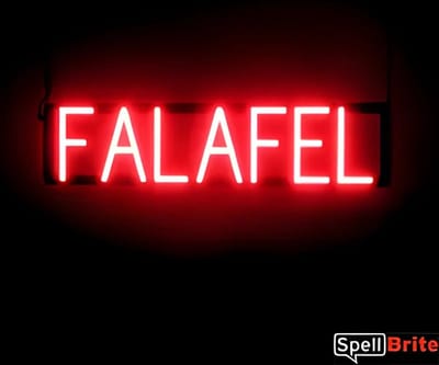 FALAFEL - Lichtreclame Neon LED bord verlicht | SpellBrite | 67 x 16 cm | 6 Dimstanden - 8 Lichtanimaties | Reclamebord neon verlichting