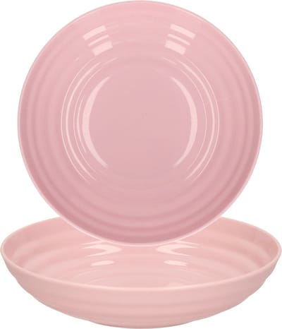Plasticforte Rond bord/camping - 4x - diep bord - D19 cm - roze - kunststof - soepborden