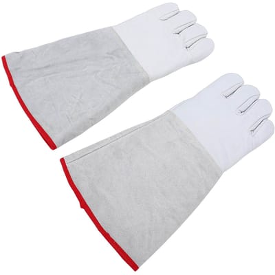 1 Paire de Gants Cryogéniques 40cm de Longueur Preuve Haute Basse Température Gants de Protection LN2 pour Travail Industriel de Laboratoire white