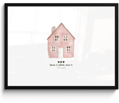 Poster in lijst - Fotolijst 70x50 cm - Posters - Huisje - Roze - Quote - Moeder - Posterlijst zwart - Decoratie - Wanddecoratie woonkamer - Muurdecoratie slaapkamer
