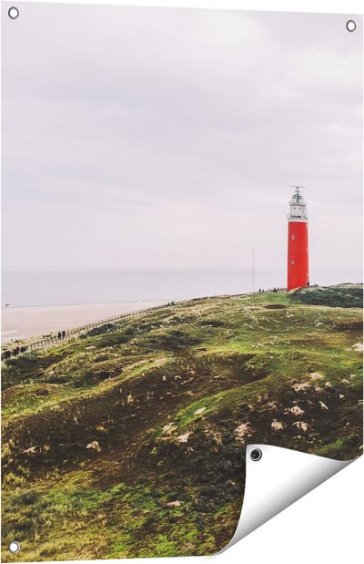 Gards Tuinposter Vuurtoren Texel - 60x80 cm - Tuindoek - Tuindecoratie - Wanddecoratie buiten - Tuinschilderij