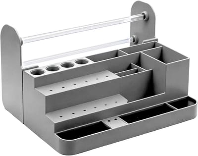 Schroevendraaierrek Bureau - Gereedschap Organizer - Werkbank Organiseren - Ruimtebesparend Ontwerp - 7.8 x 14.3 x 7.8 cm - Zilver