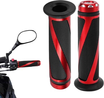 SnelShoppen - 2 Stuks Motorfiets Handvatten 22mm/24mm, Rubber Grip, Antislip Handgrepen voor Motorcross, Dirt Bike en Fietsen, Waterdicht en Duurzaam