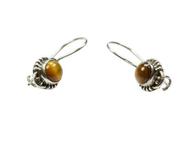 Zilveren oorbellen met sluiting Tijgeroog 925 zilver