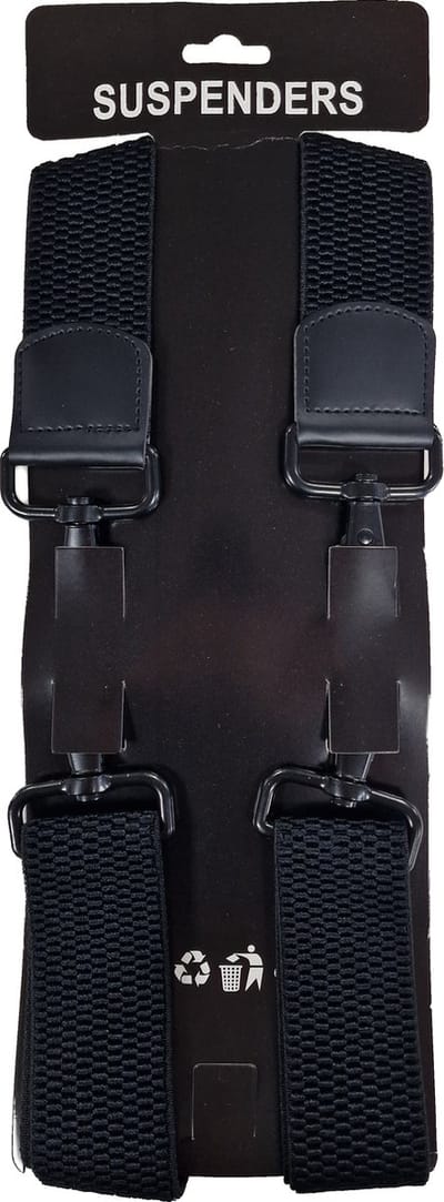 Bretels | Kleur: Zwart | Bretels Heren Volwassenen | Stevige Clips | Sterke Clips | Brede Clips | 4-clips petrol | One Size Fits All