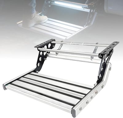 Instaptrap Camper - Caravan Opstap - Veilig Instappen - Met LED Verlichting - 150 kg Draaglast - Aluminium