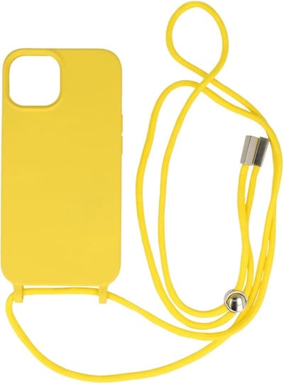 2.5 mm Dikke Fashion Backcover met Koord Telefoonhoesje - Color Hoesje - Geschikt voor iPhone 14 - Geel