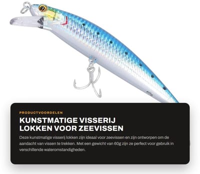 Dailygoods- Kunstmatige Lokken 60g - Zinkende Lokken - Kunstmatige Simulatie Oogaas - Vis Aas - Roestvrij Staal - Professionele Kwaliteit - Vishaak