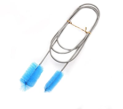 Dailygoods- Reinigingsborstel Flexibel Ontwerp - Dubbele Buis - 155 cm - Roestvrij Staal - Voor Aquarium Slangen - Effectieve Reiniging - Aquariumreiniger
