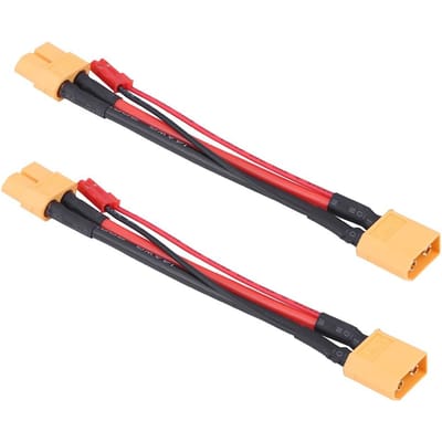 Set van 2 XT60 Adapterkabels – Mannelijk & Vrouwelijk XT60 14AWG met JST-stekker 22AWG – Ideale Accessoires voor RC-Modellen