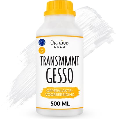 Creative Deco Professionele Transparante Gesso Acryl Primer | 500 ML | Schildervoorbereiding | Perfecte Verfbasis | Ideaal voor Kunstenaars, Ambachtslieden, Studenten