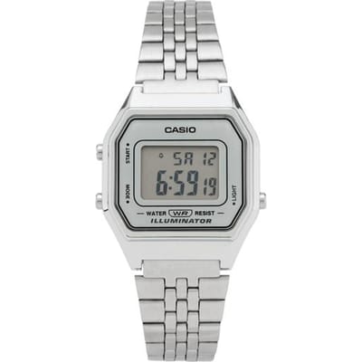 Casio VINTAGE Serie-L Digitaal Display Retro Mode Ketting Waterdicht Kwarts Uurwerk Roestvrijstalen Band Japans en Koreaans Horloge Heren LA680WA-7D zilver