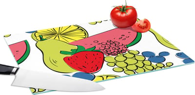 Glazen Snijplank - 39x28 - Fruit - Cartoon - Patroon - Snijplanken Glas